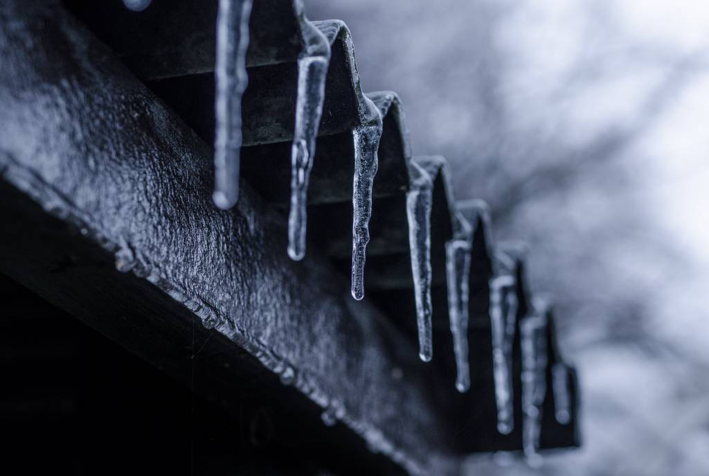 icicles from corrugated roof